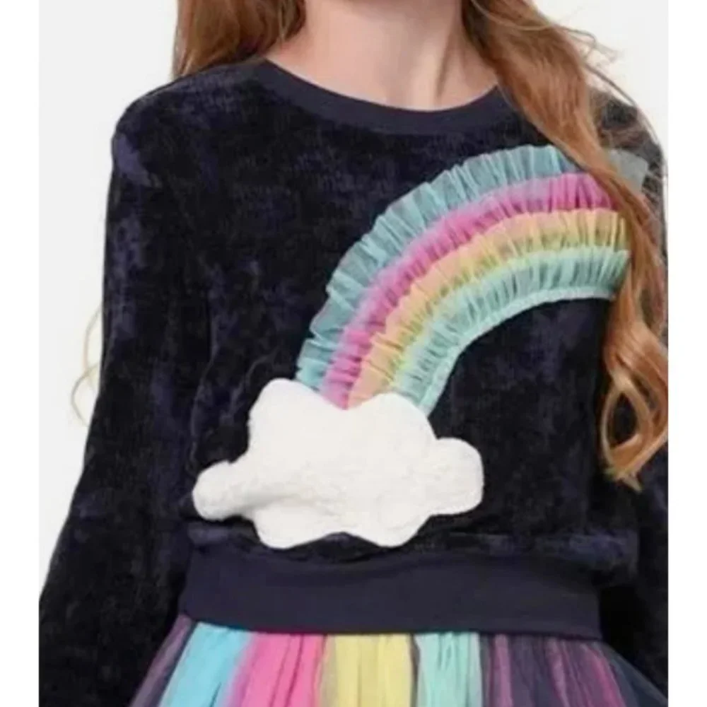 Truly Me Girls Dress With Navy Chenille Sweater Two-piece Size 8